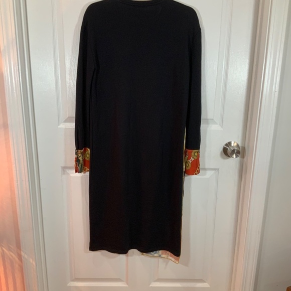 Zara Scarf Chain Satin Print Black Long Sleeve Midi Sheath Dress Size Small - Picture 5 of 10